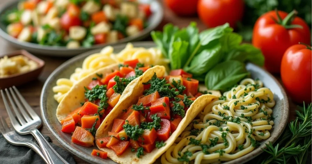 Vibrant Vegetarian Dinner Spread